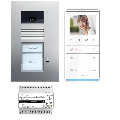 TCS Video-Türsprechanlage Set PVU17010-0010 | 1-Familienhaus | Bus-System | Freisprechen | Farb-Kamera | 3,5 Zoll