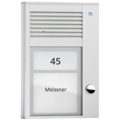 TCS Audio Türstation PAK01-EN | Aufputz | 1 Klingeltaste | Bus-System | Aluminium | LED-Namensschild | silber