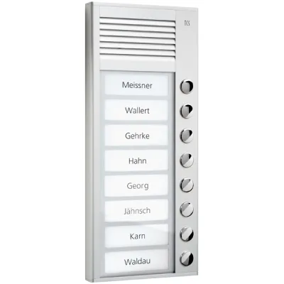 TCS Türstation Audio PAK08-EN | Aufputz | 8 Klingeltasten | Aluminium | Vandalismusgeschützt | Bus-System | Silber
