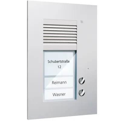 TCS Türsprechanlage PUK02/1-EN | Audio Außenstation 2 Klingeltasten | Unterputzmontage | Aluminium | Silber