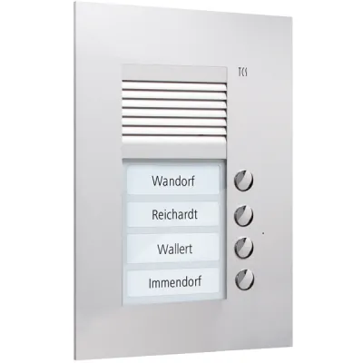 TCS Türstation PUK04/1-EN Audio Außenstation | 4 Klingeltasten | Unterputz | Aluminium | Vandalismusgeschützt | Silber