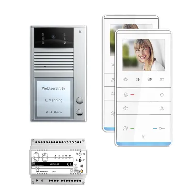 TCS Video-Türsprechanlage Set | PVC1321-0010 | 2-Familienhaus | Bus-System | 2x Innenstation | Aufputz | Nachtsicht