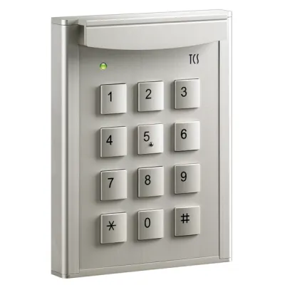 TCS Codeschloss AZF50000-0010 | Zutrittskontrolle Codelock 12 | bis 10 Zugangscodes | BUS-System | Aluminium silber