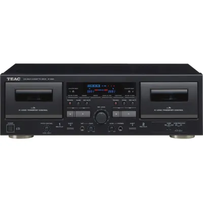 TEAC Doppel-Kassettendeck W-1200-B | USB-Ausgang | Aufnahme & Wiedergabe | Mikrofoneingang | digitalisieren | schwarz