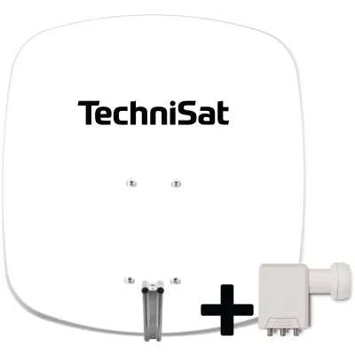 TechniSat SAT-Antenne DIGIDISH 45 | 1745/8886 | SAT-Spiegel 45 cm | SCR Twin-LNB | 6 Teilnehmer | Aluminium | Polarweiß