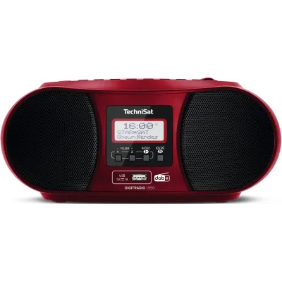 TechniSat Digitalradio DIGITRADIO 1990 | 0003/3952 | DAB+ UKW Radio Stereo | CD-Player | Bluetooth | USB | Rot