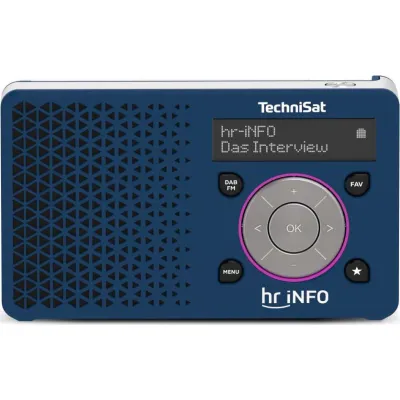 TechniSat DIGITRADIO 1 hr iNFO Edition | DAB+/UKW Radio | Akku 10 Std. | 40 Sender | Kopfhörer | blau/silber