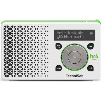 TechniSat DIGITRADIO 1 hr4 Edition | DAB+ UKW Radio | tragbar | Akku bis 10h | 40 Sender | Kopfhörer | weiß/grün