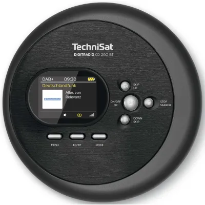 TechniSat Tragbarer CD-Player DIGITRADIO CD 2GO BT | DAB+ Radio | UKW | Bluetooth 5.0 | MP3 | Akku | schwarz