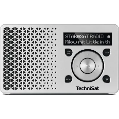 TechniSat Radio DIGITRADIO 1 / 0001/4997 | DAB+ UKW | tragbar | Akku | 40 Senderspeicher | Kopfhörer | weiß/silber