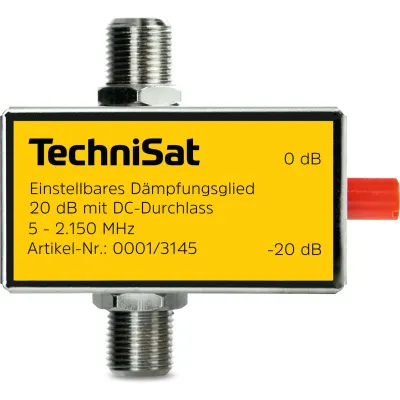 TechniSat Dämpfungsglied 0001/3145 | einstellbar 0–20 dB | F-Buchse | 5–2150 MHz | Antennenbau | DC-Durchlass