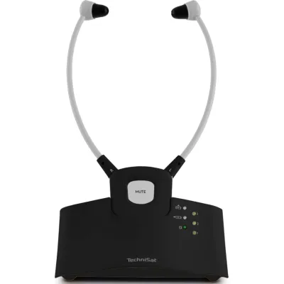 TechniSat Funkkopfhörer STEREOMAN ISI 3 0001/9130 | TV-Kinnbügel | 2,4 GHz | Stereo | Optischer Eingang | Dockingstation