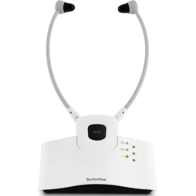 TechniSat Funkkopfhörer STEREOMAN ISI 3 0000/9130 | TV-Kopfhörer | Kinnbügel | 2,4GHz | Ladestation | kabellos | weiß
