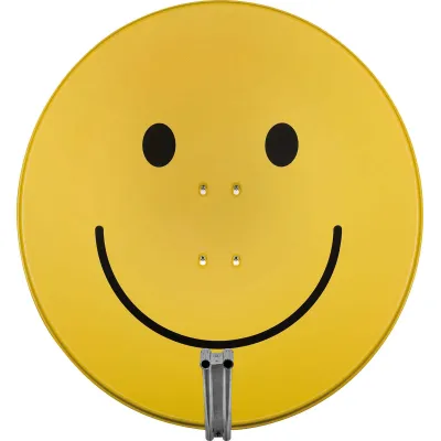 TechniSat Satellitenschüssel SATMAN 850 Plus 1585/1644 | Sat-Spiegel 85 cm Aluminium | AZ/EL-Halterung | Smiley-Gelb