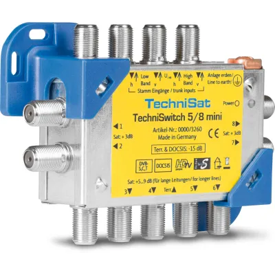 TechniSat TechniSwitch 5/8 mini Multischalter | 8 Teilnehmer | passiv | ohne Netzteil | Quattro LNB