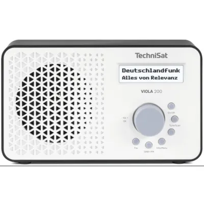 TechniSat Radio tragbar VIOLA 200 | DAB+ UKW RDS | 80 Senderspeicher | Uhr | Kopfhöreranschluss | weiß/schwarz