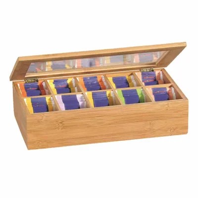 Teebox mit 10 Fächern Bambus FSC 100%