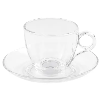 Teeglas mit Untertasse 135345 | 6er Set | 210 ml | Glas | Ø 8,2 cm | H 7 cm | klassisch | transparent