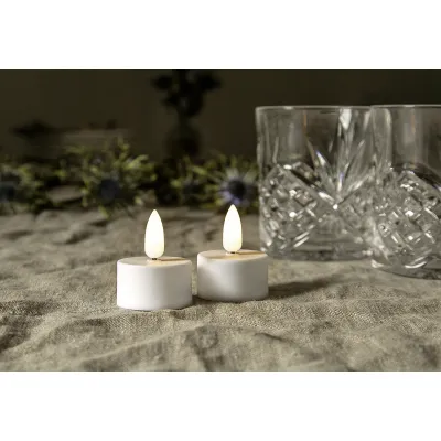 Star Trading LED-Teelicht Flamme 2er-Set 063-05-1 | warmweiß | Timer 6 Std. | Ø 3,8 cm | H 5 cm | inkl. Batterie