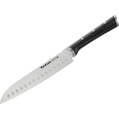 Tefal Santokumesser K23206 Ice Force 18 cm | Küchenmesser | Edelstahl | extra scharf | Korrosionsschutz | schwarz