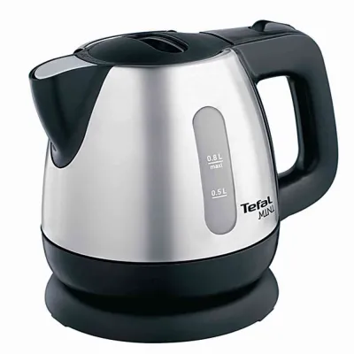 Tefal Mini Wasserkocher BI8125 | 0,8L Edelstahl | 2200W | kabellos | Kalkfilter | Überhitzungsschutz | silber/schwarz