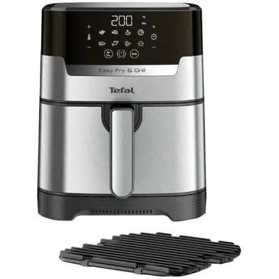 Tefal Heißluftfritteuse 2-in-1 Easy Fry & Grill XL EY505D | Airfryer | 4,2 L | 1550 W | 8 Programme | Edelstahl Schwarz