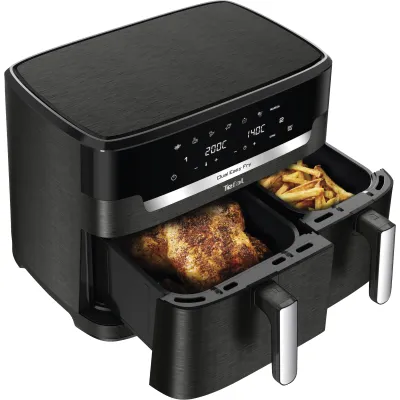Tefal Doppel-Heiẞluftfritteuse EY942H Dual Easy Fry XXL 11L | 2 Schubladen | Touch | 2700W | 200°C | Dunkelgrau