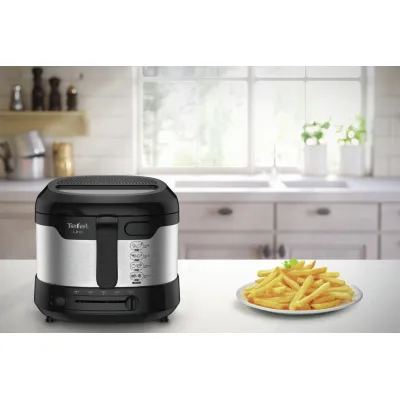 Tefal Fritteuse FF215D Uno M | 1 kg Fassungsvermögen | 1,8l Öl | Thermostat 150–190°C | Edelstahl/Schwarz