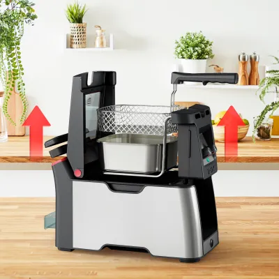 Tefal Fritteuse FR600D Clear Duo | 1,2 kg Kapazität | 3,5L Öltank | Timer | Edelstahl Schwarz