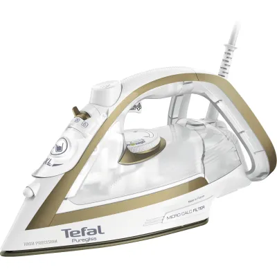 Tefal Dampfbügeleisen Puregliss FV8042 | 2900W | Durilium AirGlide | Anti-Kalk | Abschaltautomatik | Weiß-Gold