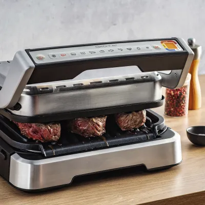 Tefal Kontaktgrill GC774D OptiGrill 4in1 | 2.100 Watt | Temperatursensor | 30x20 cm Grillfläche | Backschale | Edelstahl