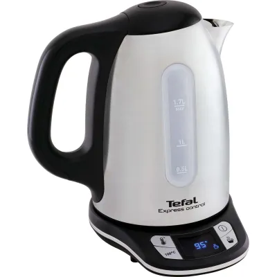 Tefal Wasserkocher KI240D | 1,7 l | 2400 W | 7 Temperaturstufen | Edelstahl | Warmhaltefunktion | kabellos | schwarz