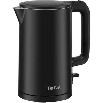 Tefal Wasserkocher KO1408E0 Double Layer | 1,5L Edelstahl | Thermo Protect | Safe to Touch | 2400W | Schwarz