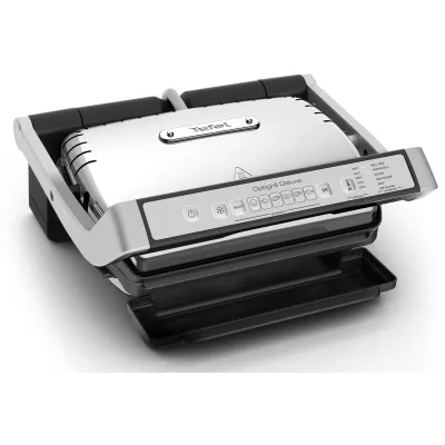Tefal Kontaktgrill OptiGrill Deluxe GC707D | Elektrogrill 2000W | 6 Programme | Sensor-Technologie | Edelstahl | Silber