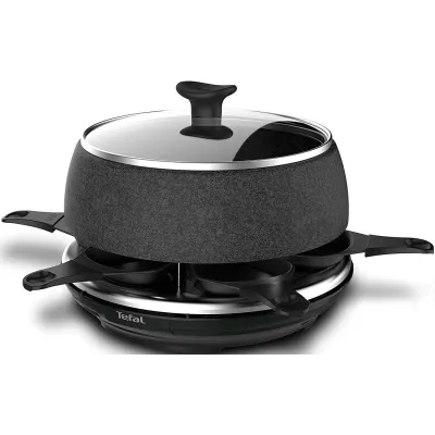 Tefal Raclette Fondue RE12C8 Cheese'n Co 6in1 | 6 Pfännchen | 6 Gabeln | Antihaft | 850W | Schwarz