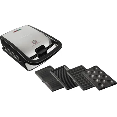 Tefal Sandwichmaker SW854D | Snack Collection | 4 Wechselplatten | antihaftbeschichtet | 700W | Edelstahl/Schwarz