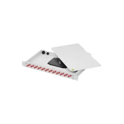 Telegärtner Patchpanel LWL 100131013 | 1HE 19" | 12x LC-Duplex | OM3 | mit Pigtails | Stahlblech | 265mm Breite