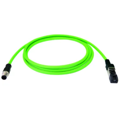 TELEGÄRTNER Verbindungskabel L80313A0000 | Patchkabel Cat.5 M12x1 D-kodiert auf RJ45 | 5m | IP67 | grün
