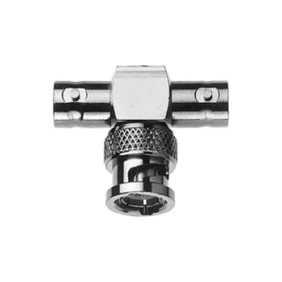 TELEGÄRTNER BNC T-Stück J01005A1238 | 75 Ohm Adapter | Stecker/Buchse (F-M-F) | Koaxial | Silberfarben