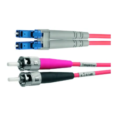 Telegärtner LWL Patchkabel L00892A0073 | OM4 Duplexkabel 50/125 µm | 3m | ST auf LC-Duplex | violett