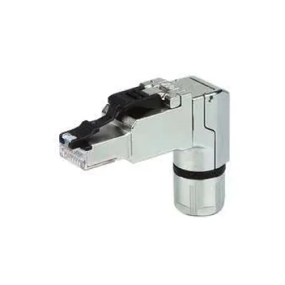 Telegärtner RJ45 Stecker MFP8-4x90 T568A | Cat.6A geschirmt | feldkonfektionierbar | 90° gewinkelt | Silber