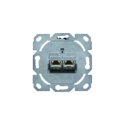 Telegärtner Anschlussdose J00020A0511 | Cat.6A 2x RJ45 Unterputz | geschirmt | schräger Auslass | Edelstahl gebürstet