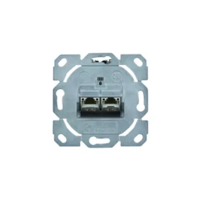 Telegärtner Anschlussdose J00020A0511 | Cat.6A 2x RJ45 Unterputz | geschirmt | schräger Auslass | Edelstahl gebürstet