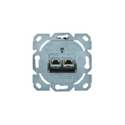Telegärtner Anschlussdose J00020A0511 | Cat.6A 2x RJ45 Unterputz | geschirmt | schräger Auslass | Edelstahl gebürstet