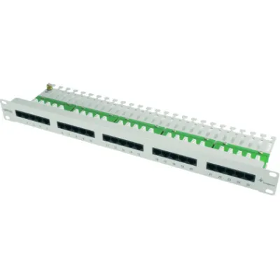 Telegärtner Patchpanel 19 Zoll J02023L0014 | ISDN/TEL | 25 Port RJ45 | Cat.3 | 1HE | ungeschirmt | lichtgrau RAL 7035