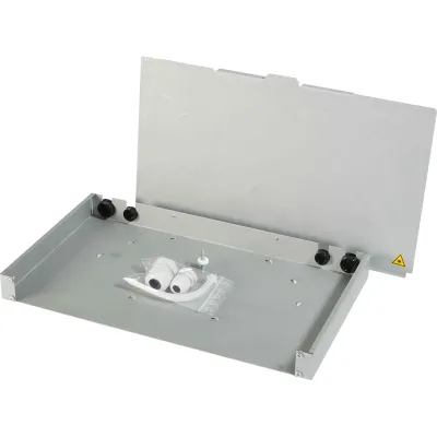 Telegärtner LWL-Gehäuse 19 Zoll 1HE TN-Basiseco | Glasfaser Verteilerkasten | ohne Frontplatte | grau RAL 7035