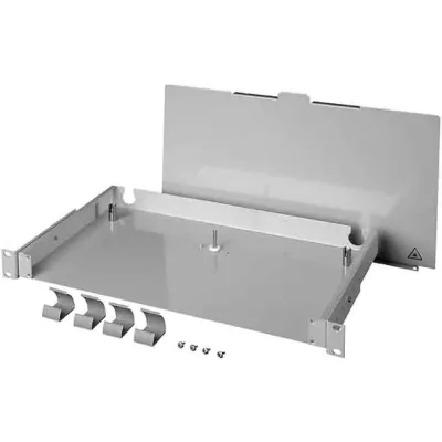 Telegärtner LWL-Gehäuse 19 Zoll 1HE TN-BasisV-1HE | Glasfaser Patchpanel | ohne Frontplatte | IP20 | grau | 44x482x265mm