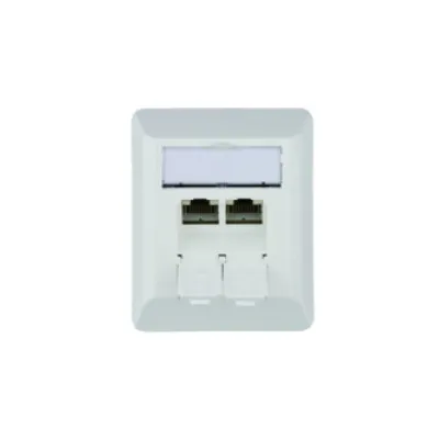Telegärtner Anschlussdose AMJ45 J00023A0204 | Cat.6A Netzwerkdose | 2x RJ45 AP | geschirmt | LSA | schräg | alpinweiß