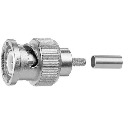 Telegärtner BNC-Stecker J01000F1255 | Crimp RG58 | 50 Ohm | Bajonettverschluss | Signalübertragung | silberfarben