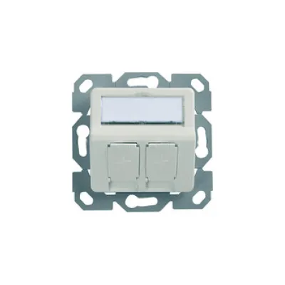 Telegärtner Modul-Aufnahme 50x50 H02010A0083 | 2-fach UP | schräger Auslass | Beschriftungsfenster | Staubschutz | weiß